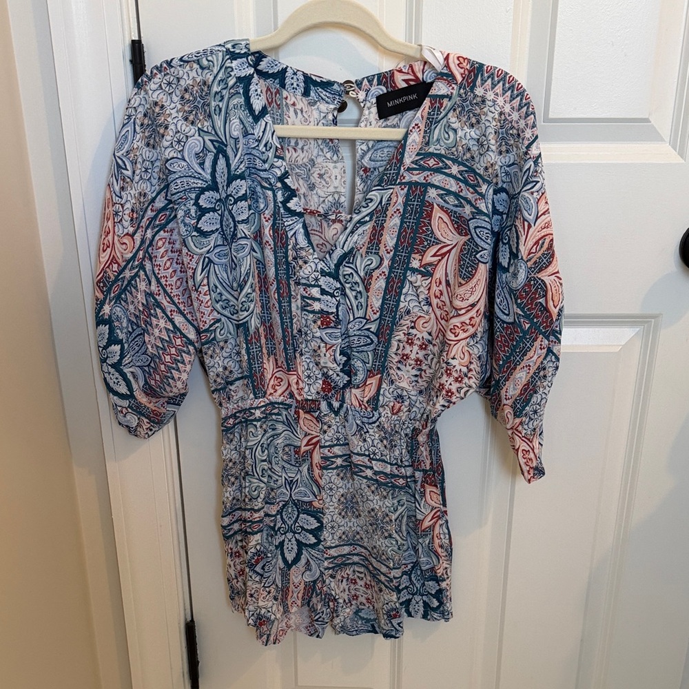 MINKPINK Multicolor Patterned Romper
